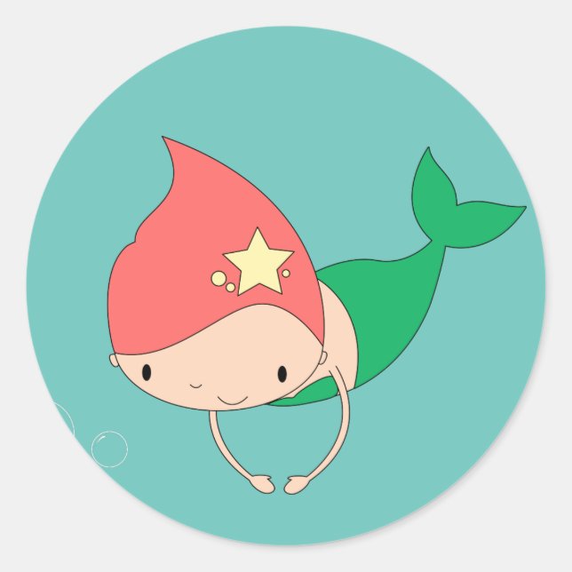 Sticker Rond sirène illusima en coton bonbon (Devant)
