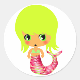 Sticker Rond sirène magique chibi 3