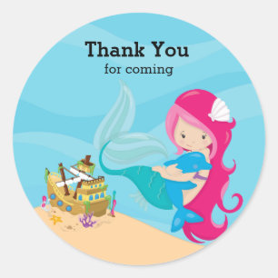 Sticker Rond Sirène mignonne