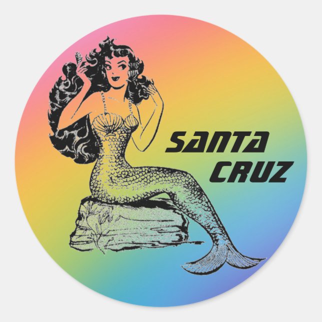 Sticker Rond Sirène père Noël Cruz California   (Devant)