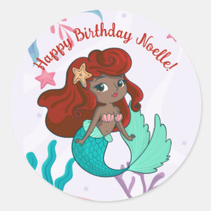 Sticker Rond Sirène sous la mer Anniversaire