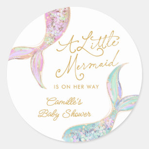 Sticker Rond Sirène sous le Baby shower marin