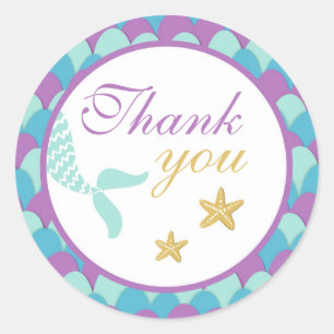 Sticker Rond Sirène sous le petit gâteau Topper d'autocollant