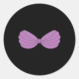 Sticker Rond Sirène Violet Coquillage Soutien-Gorge Dessin Anim