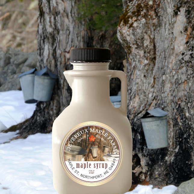 Sticker Rond Sirop d'érable Arbres à carreaux Feuille d'érable  (Créateur téléchargé)