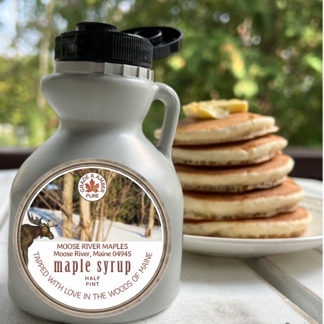 Sticker Rond Sirop d'érable Bois d'orignal Bouche de feuille d' (Créateur téléchargé)