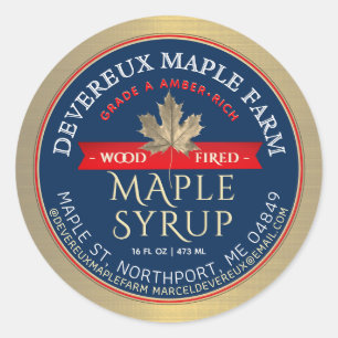 Sticker Rond Sirop d'érable Bois Fierté Bannière rouge Feuille 