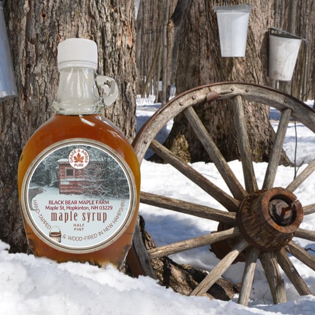 Sticker Rond Sirop d'érable Bois seau d'ours Maple Leaf (Créateur téléchargé)