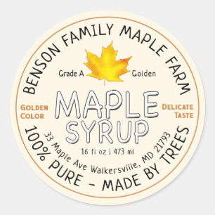 Sticker Rond Sirop d'érable conforme à la FDA FABRIQUÉ PAR DES