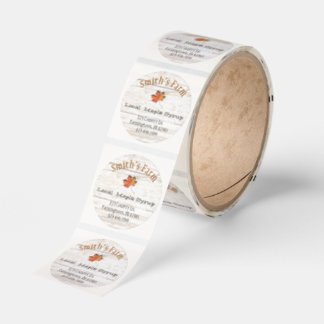 Sticker Rond Sirop d'érable découpé en forme de feuille d'érabl