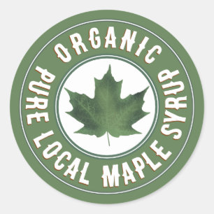 Sticker Rond Sirop d'érable local pur à feuilles d'érable vert