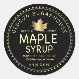 Sticker Rond Sirop d'érable modifié Feuille d'érable en or sur