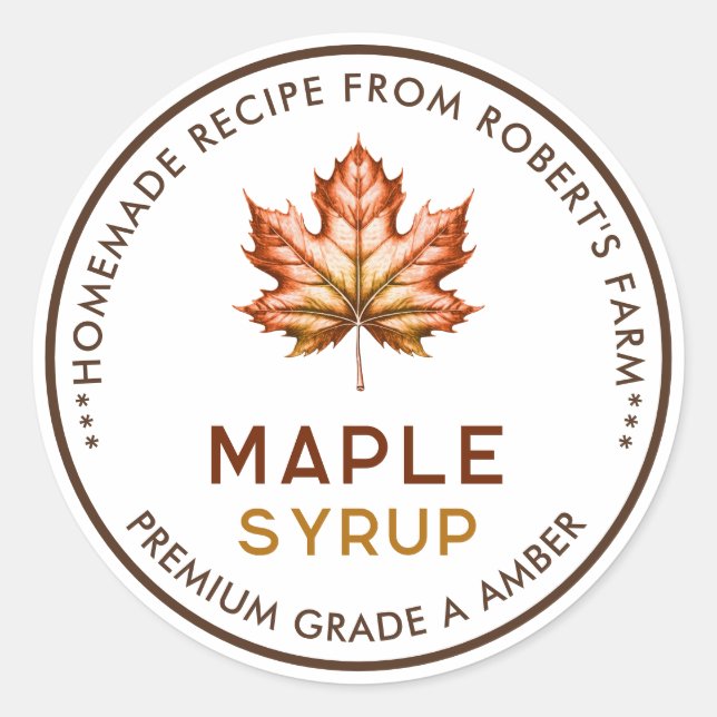 Sticker Rond Sirop d'érable recette maison (Devant)