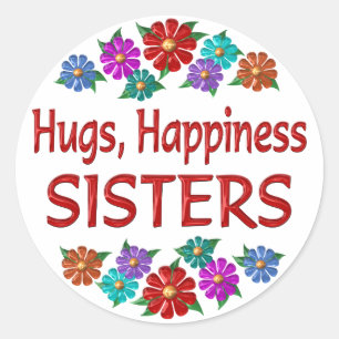 Sticker Rond Sister Hugs