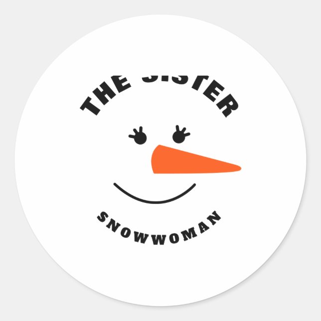 Sticker Rond Sister Snowman Face Squad Matching Family Costume  (Devant)
