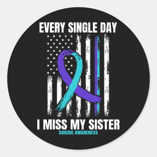 Sticker Rond Sister Suicide Prévention Drapeau Américain (Devant)
