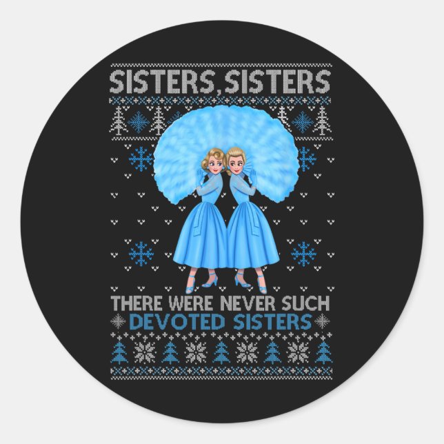 Sticker Rond Sisters White Xmas Snow Christmas Movie 1954 Holid (Devant)