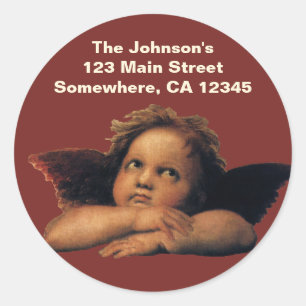 Sticker Rond Sistine Madonna, Angels détail par Raphael Sanzio