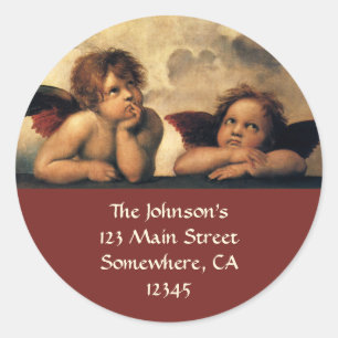 Sticker Rond Sistine Madonna Angels par Raphael Sanzio