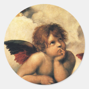 Sticker Rond Sistine Madonna Angels par Raphael Sanzio