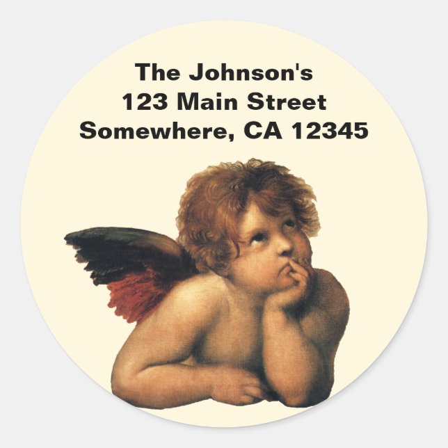 Sticker Rond Sistine Madonna, détail des Anges par Raphael Sanz (Devant)