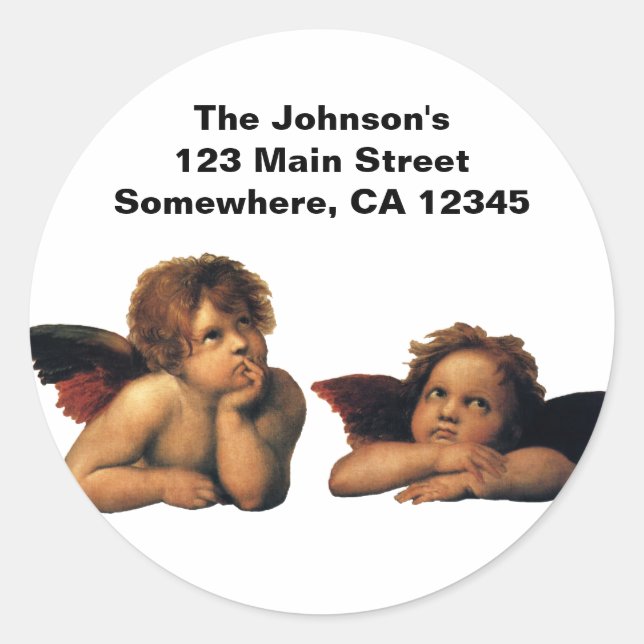 Sticker Rond Sistine Madonna, détail des Anges par Raphael Sanz (Devant)