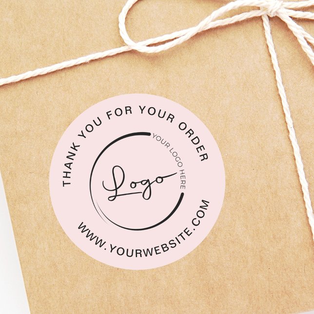 Sticker Rond Site d'affaires Modèle Merci rose (Créateur téléchargé)