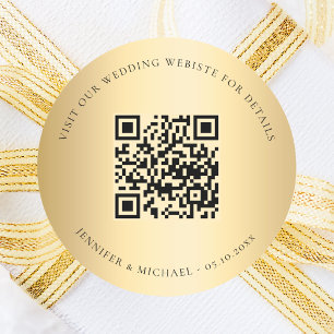 Sticker Rond site mariage or QR détails rsvp