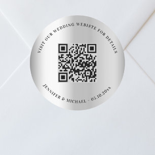 Sticker Rond Site mariage QR code détails rsvp argent