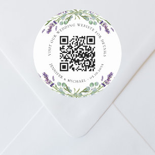 Sticker Rond Site mariage QR code détails rsvp lavender