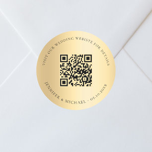 Sticker Rond Site mariage QR code détails rsvp or