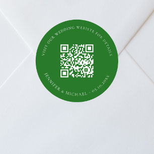 Sticker Rond site mariage QR code détails rsvp vert émeraude