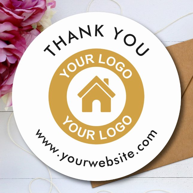 Sticker Rond Site Web de Merci de logo d'entreprise personnalis (Créateur téléchargé)