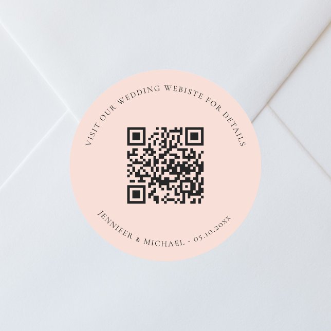 Sticker Rond Site web mariage QR code détails rsvp pêche (Créateur téléchargé)