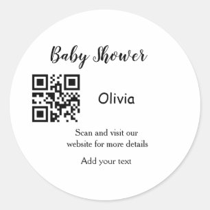 Sticker Rond Site Web simple pour fête de bébé code barre QR aj
