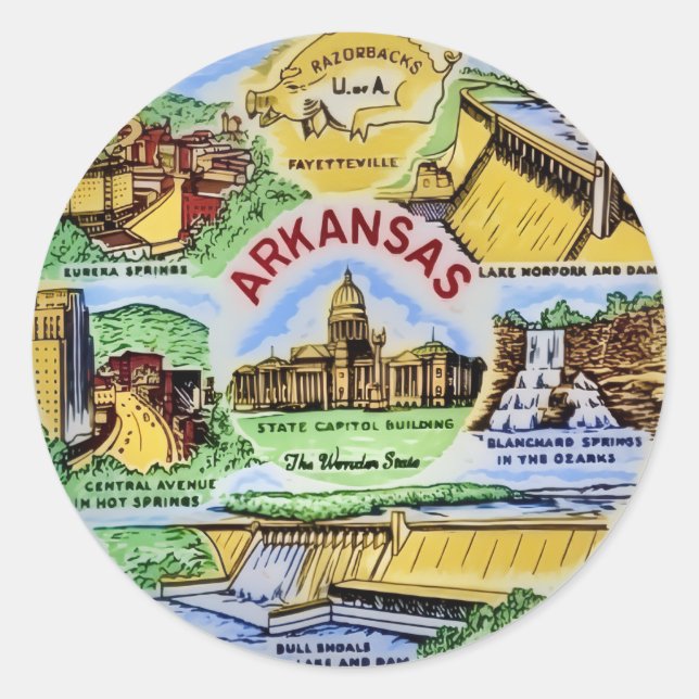 Sticker Rond Sites remarquables de l'Arkansas  (Devant)