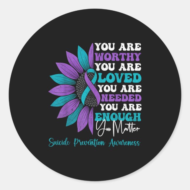 Sticker Rond Sitive Motivational Suprt Suicide Prevention Aware (Devant)
