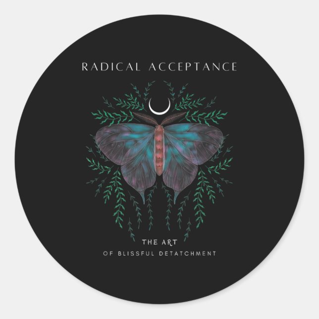 Sticker Rond Sitive Retro Butterfly Moon Tee _ Graphic Growth M (Devant)