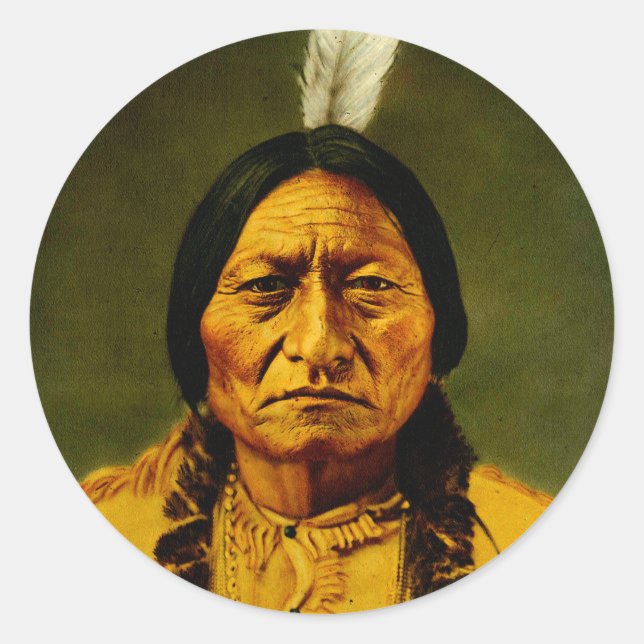 Sticker Rond Sitting Bull Chef Indien Amérindien (Devant)