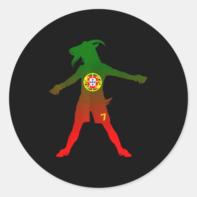 Sticker Rond Siuuu Real Goat Rtugal Flag Soccer Men Women Kids  (Devant)