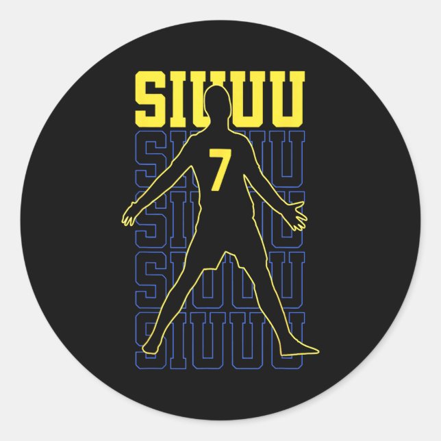 Sticker Rond Siuuuu Funny Soccer Present For Soccer Lovers Fans (Devant)