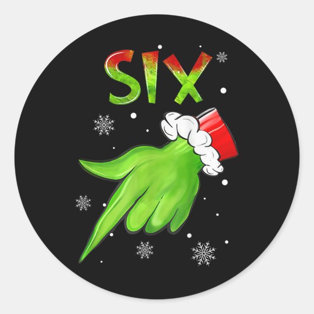 Sticker Rond Six Funny Six Seven 6 7 Mème Santa Noël Xmas  (Devant)