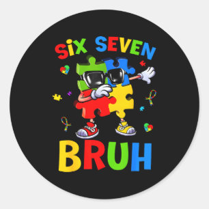 Sticker Rond Six sept bruh casse-tête de sensibilisation à l'au