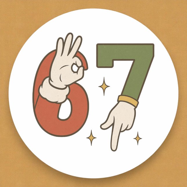 Sticker Rond Six Seven 67 6 7 Christmas Santa Elf Meme (Créateur téléchargé)