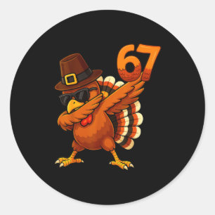 Sticker Rond Six Seven 67 drôle de mème de Thanksgiving reconna