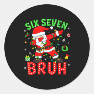Sticker Rond Six Seven 67 Génération Z Alpha Mème Bruh Noël Dab