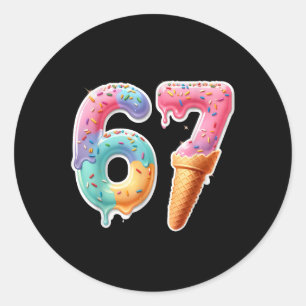 Sticker Rond Six Seven 67 Glace Dégoulinante Sport Cool Mème Dr