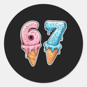 Sticker Rond Six Seven 67 Glace Goutte Sport Cool Mème Drôle
