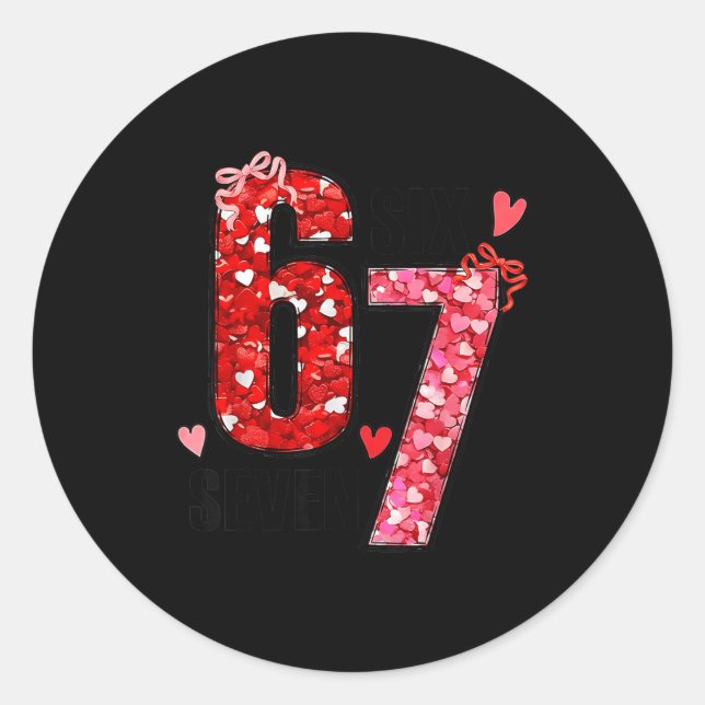 Sticker Rond Six Seven 67 Hearts 6 7 Meme Boys Girls Kids Valen (Devant)