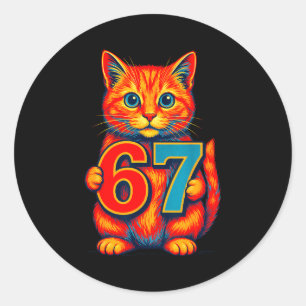 Sticker Rond Six Seven 67 Mème 6 7 Chat Jeunesse Garçon Fille